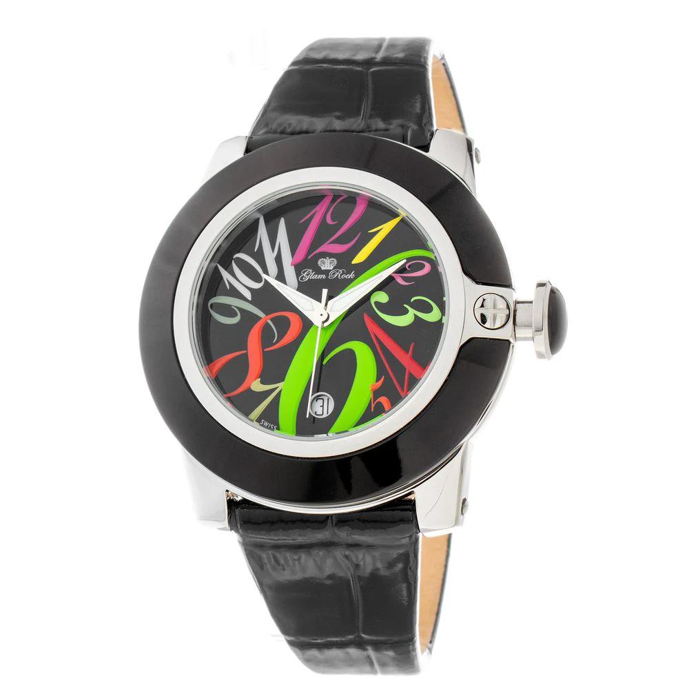 GLAM ROCK Black Leather Dress Watch by GLAM ROCK