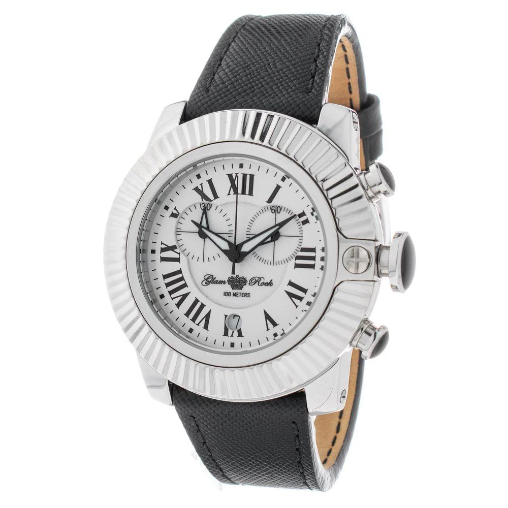 GLAM ROCK Black Leather Dress Watch by GLAM ROCK
