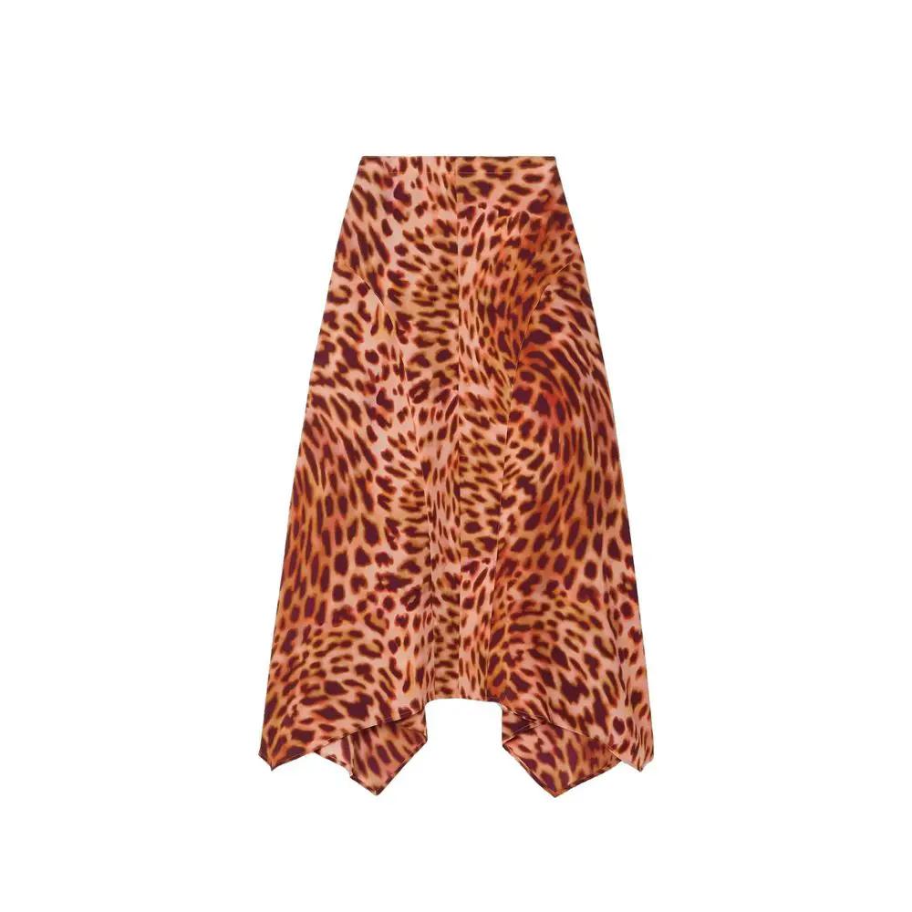 Stella McCartney Orange Silk Midi Skirt by Stella McCartney