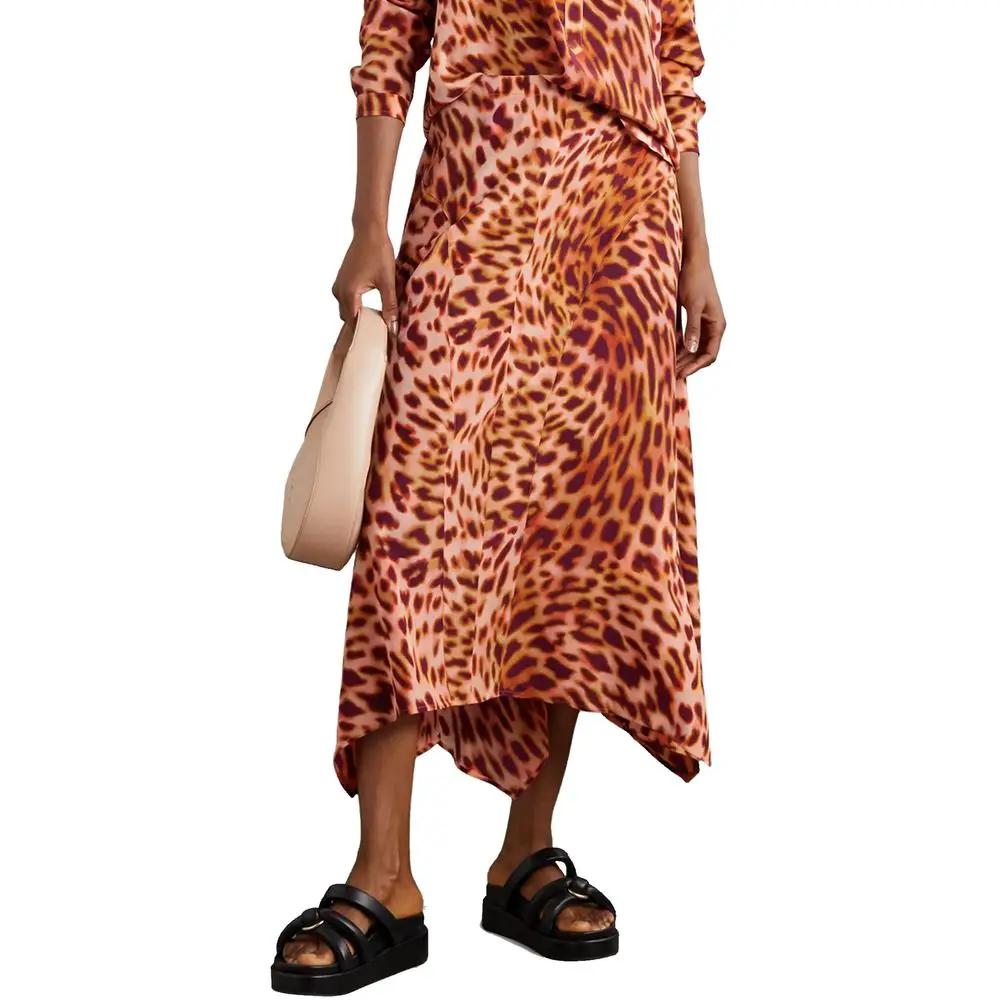 Stella McCartney Orange Silk Midi Skirt by Stella McCartney