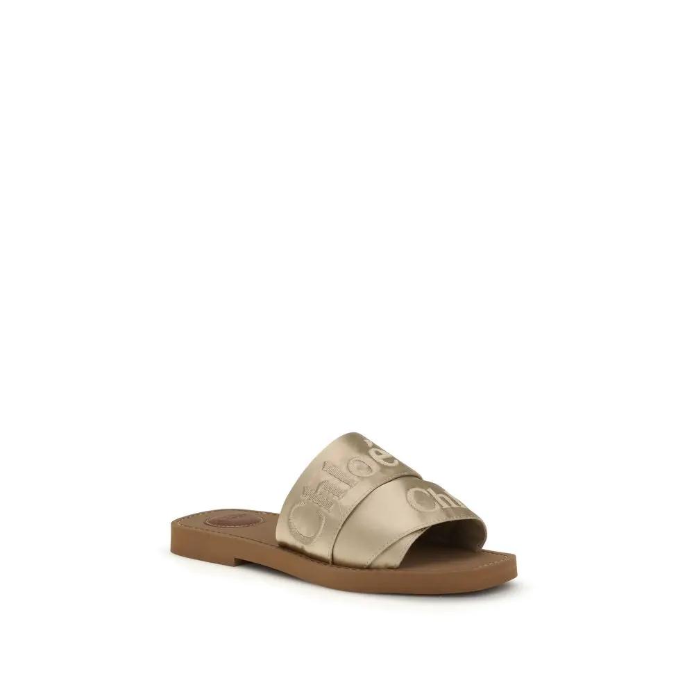 Chloé Gold Polyester Sandals by Chloé