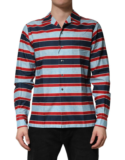 Dolce & Gabbana Multicolor Stripes Cotton Men Button Down Shirt