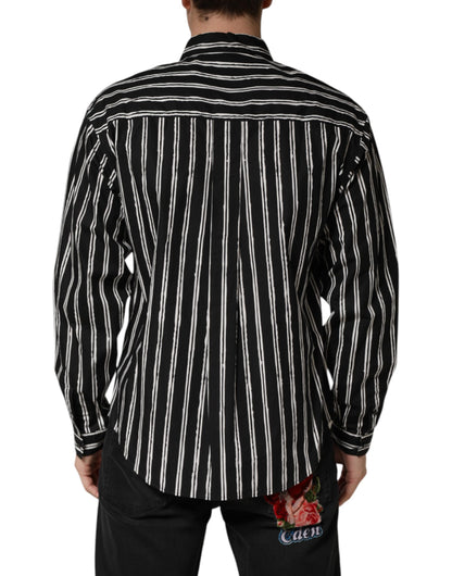 Dolce & Gabbana Black Stripes Cotton Men Formal Dress Shirt