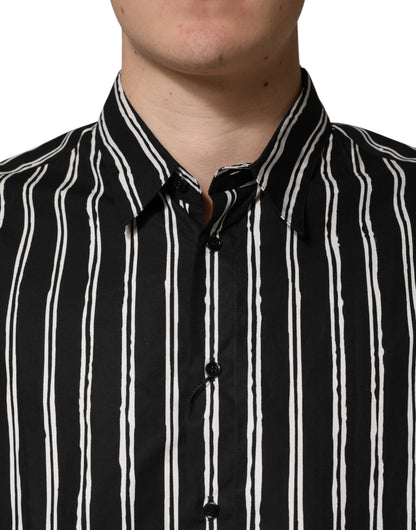 Dolce & Gabbana Black Stripes Cotton Men Formal Dress Shirt
