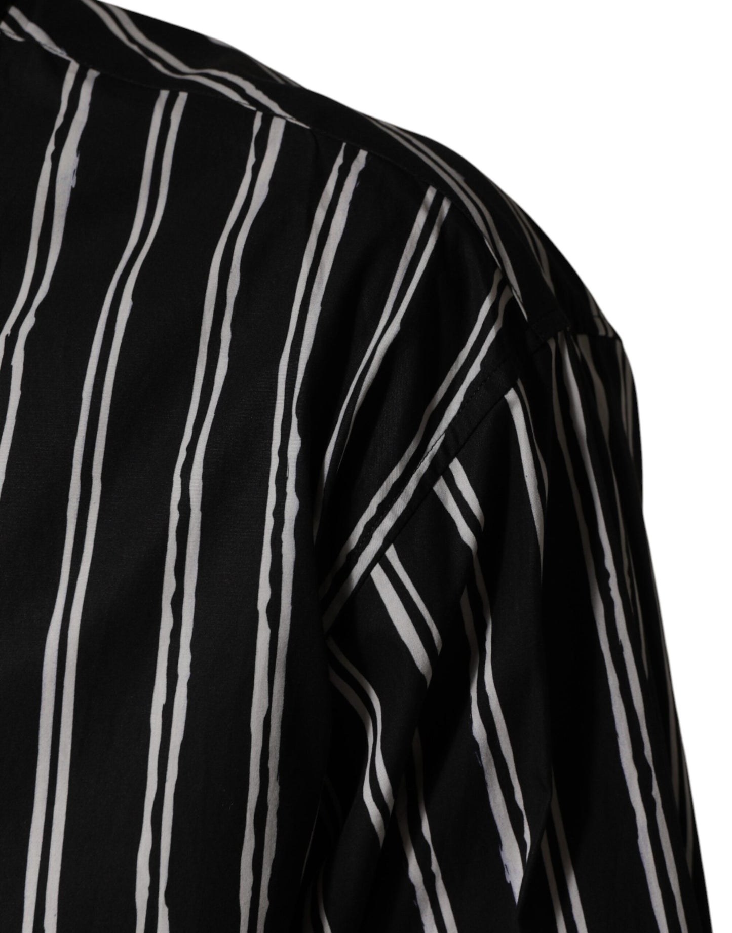 Dolce & Gabbana Black Stripes Cotton Men Formal Dress Shirt
