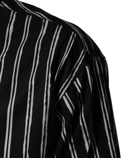 Dolce & Gabbana Black Stripes Cotton Men Formal Dress Shirt