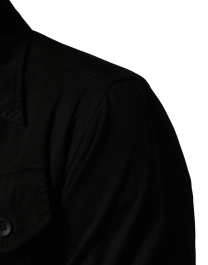 Dolce & Gabbana Black Cotton Collared Men Button Down Shirt