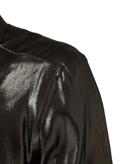 Dolce & Gabbana Silver Silk GOLD Collared Dress Formal Shirt