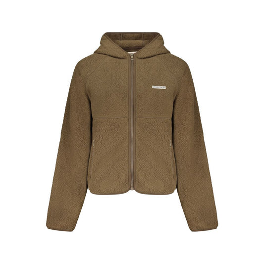 Sweat à capuche zippé Guess Jeans femme en polyester marron – GU-42216