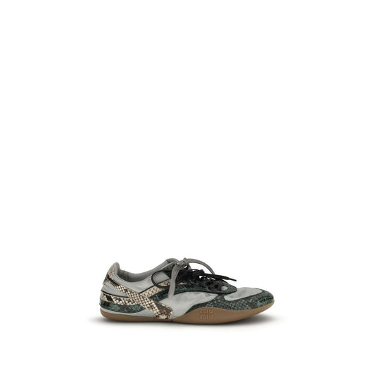 Baskets Miu Miu Gymnasium en cuir et tissu gris – MI-5E428EFB0053ZL4F04UJ