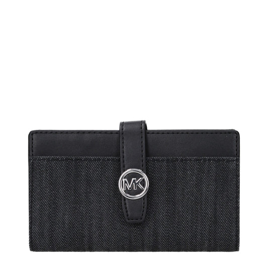 Michael Kors Portefeuille En Tissu Noir Avec Logo Avant Et Compartiments Pour Cartes Et Billets