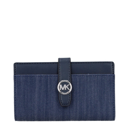 Michael Kors Portefeuille En Tissu Bleu Profond Avec Logo Emblématique MK Pour Femme Élégance Quotidienne