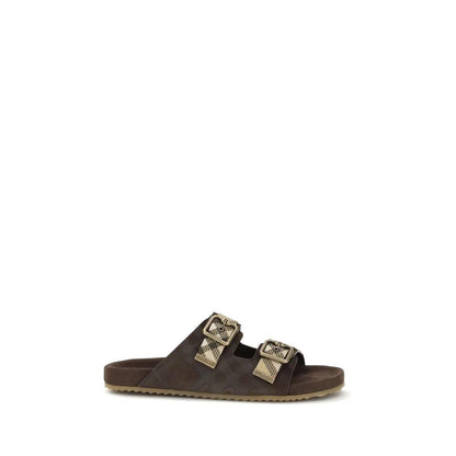 Burberry Brown Calf Leather Bos Taurus Flat Sandals by Burberry