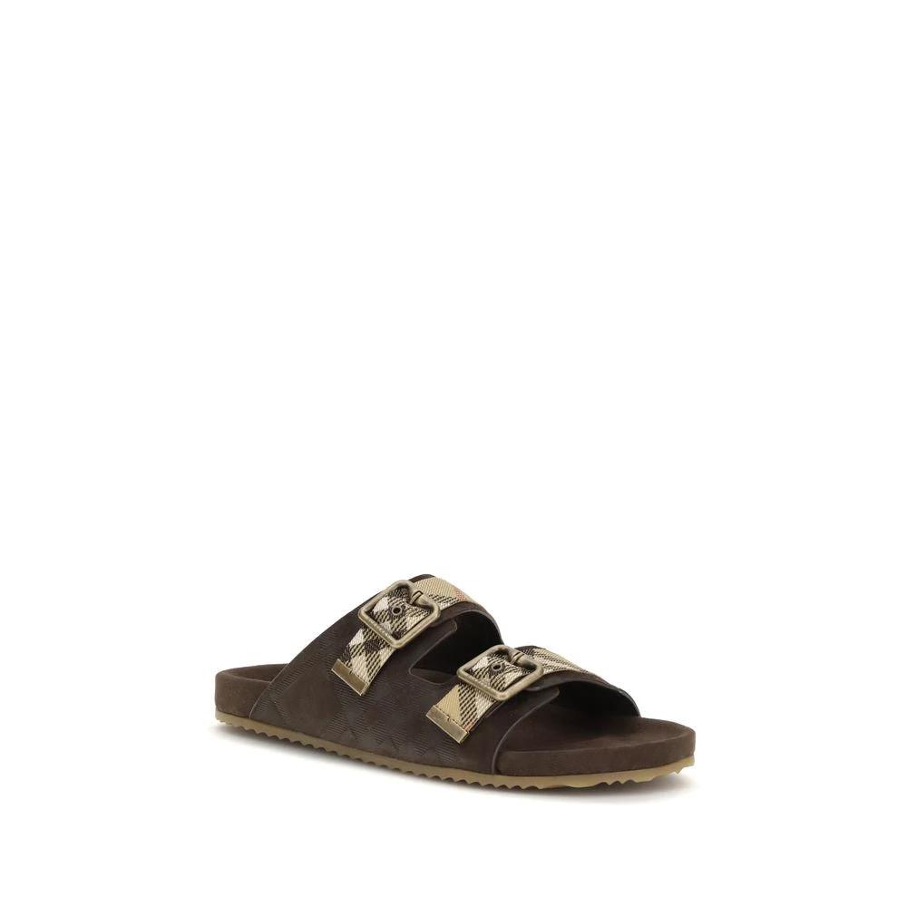 Burberry Brown Calf Leather Bos Taurus Flat Sandals by Burberry