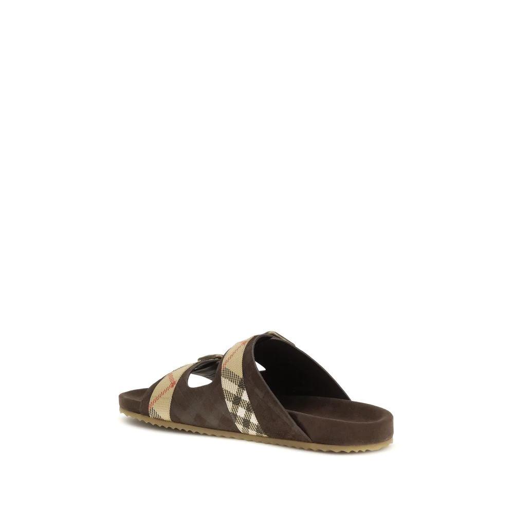 Burberry Brown Calf Leather Bos Taurus Flat Sandals by Burberry