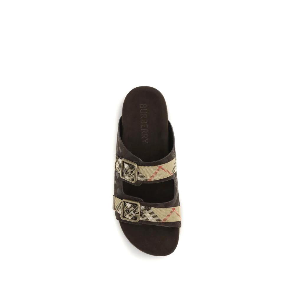 Burberry Brown Calf Leather Bos Taurus Flat Sandals by Burberry