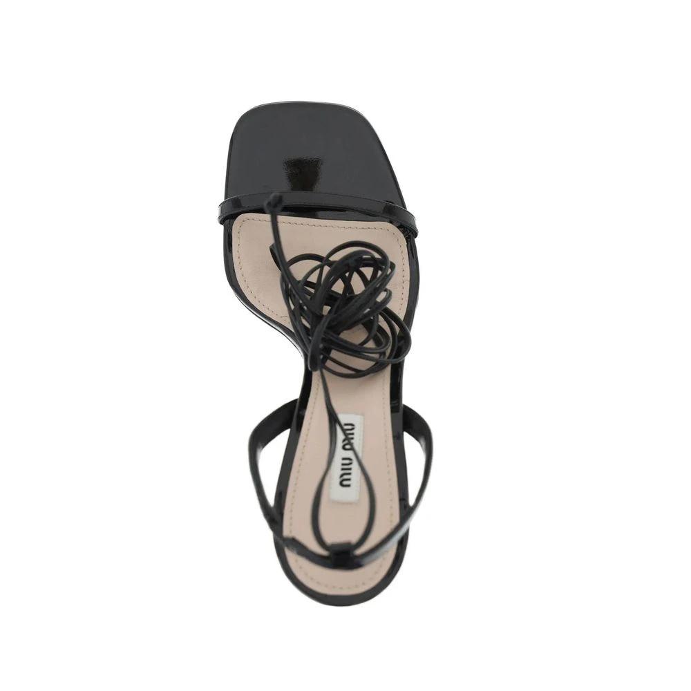 Miu Miu Black Calfskin Platform Sandals by Miu Miu