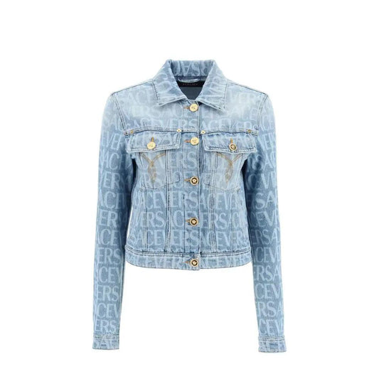 Versace Blue Cotton Denim Jacket by Versace