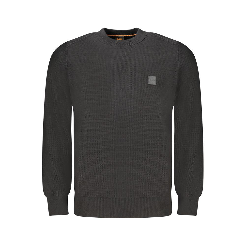 T-shirt manches longues Hugo Boss homme en coton et cachemire noir – BO-33819