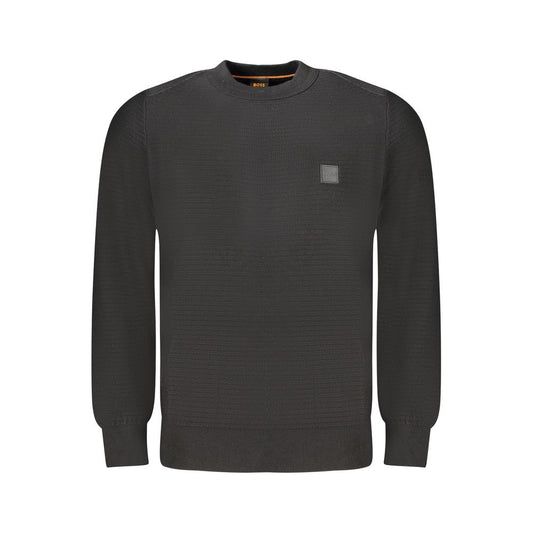 T-shirt manches longues Hugo Boss homme en coton et cachemire noir – BO-33819