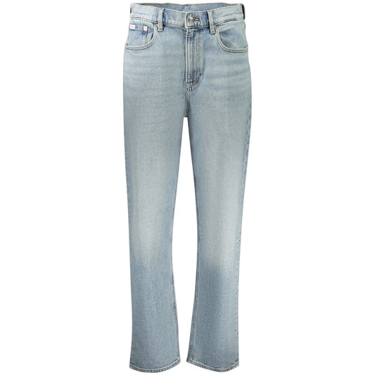 Jean Calvin Klein femme taille haute en coton bleu clair – CA-42794