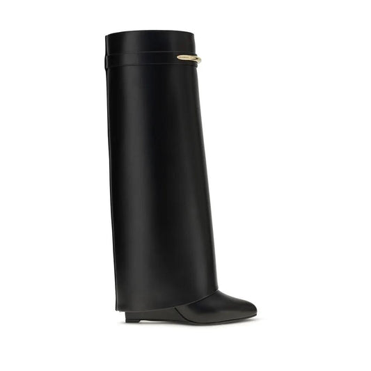 Givenchy Black Calf Leather Bos Taurus Flat Boots by Givenchy