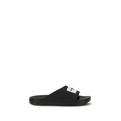Givenchy – Mules Label Slide en Caoutchouc Noir | Design Asymétrique | AW26