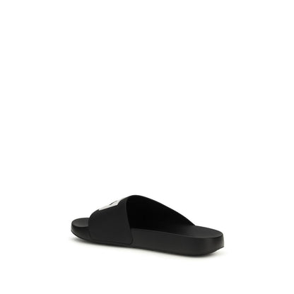 Givenchy – Mules Label Slide en Caoutchouc Noir | Design Asymétrique | AW26