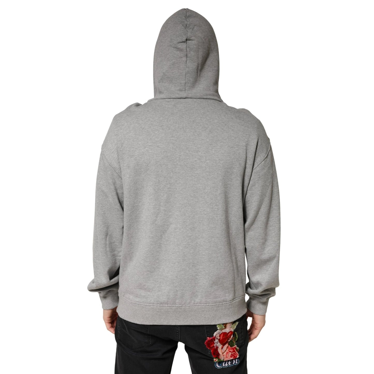 Dolce & Gabbana Gray Cotton Hooded Sweatshirt Sweater by Dolce & Gabbana