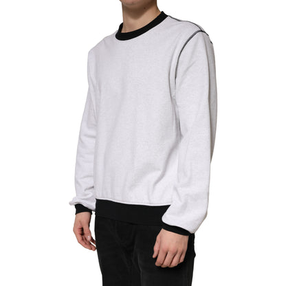 Dolce & Gabbana Light Grey Cotton Crewneck Sweatshirt Sweater