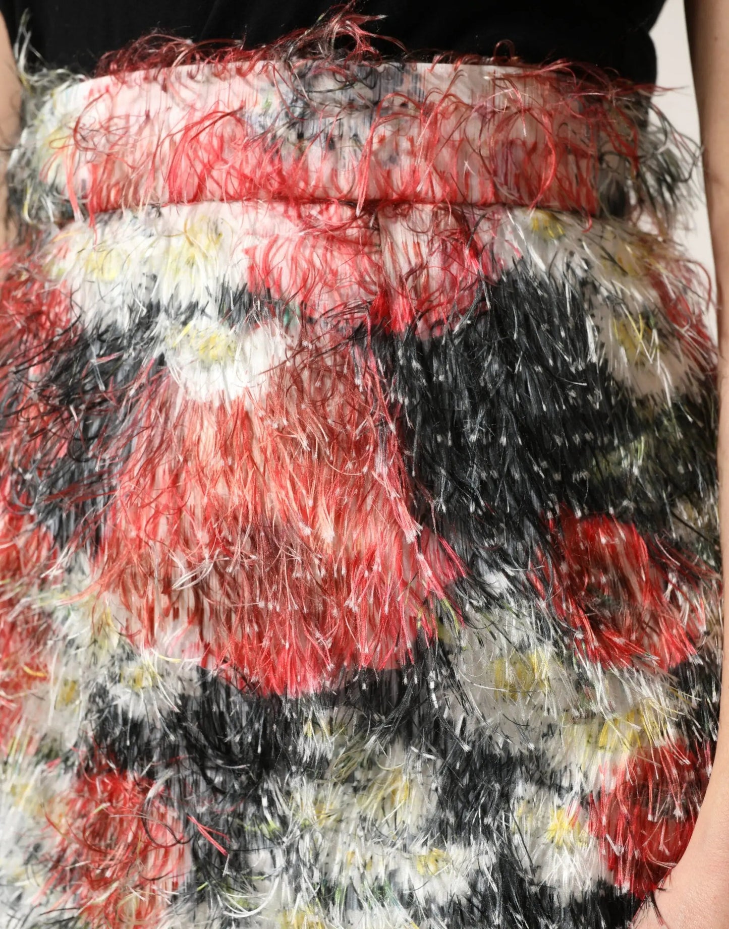 Dolce & Gabbana Multicolor Floral Textured Faux Fur Pencil Skirt by Dolce & Gabbana