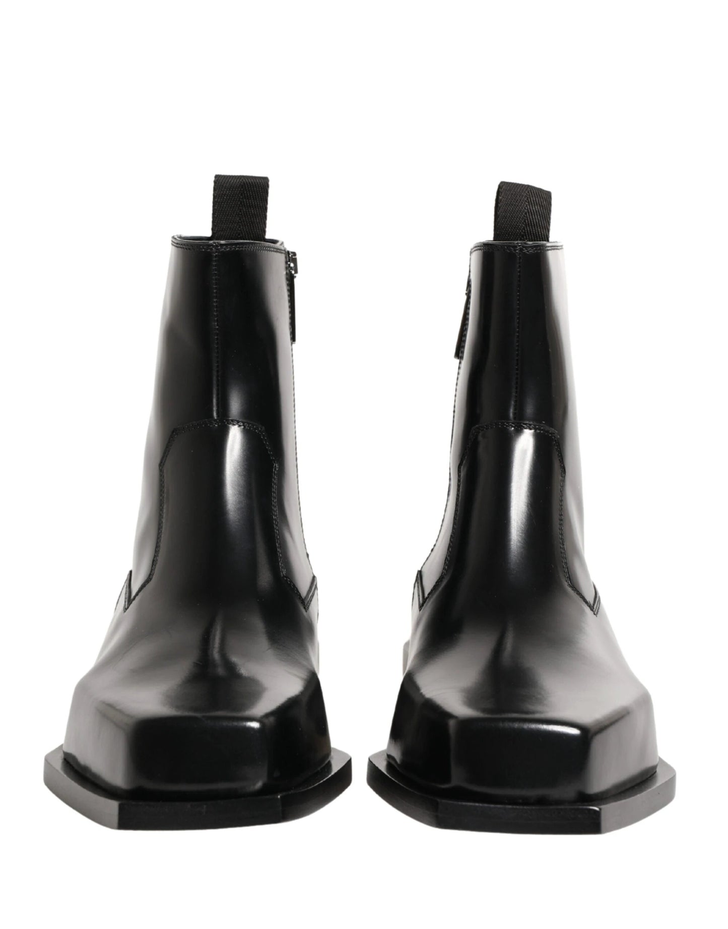 Dolce & Gabbana Black Leather Zip Closure Ankle Boots Shoes