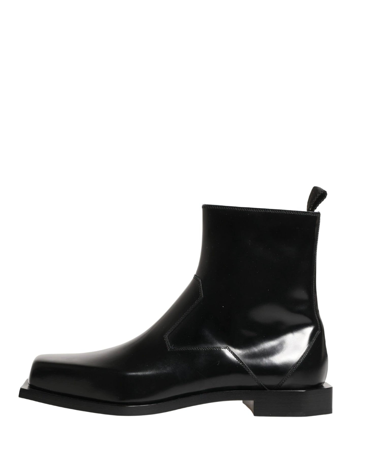 Dolce & Gabbana Black Leather Zip Closure Ankle Boots Shoes