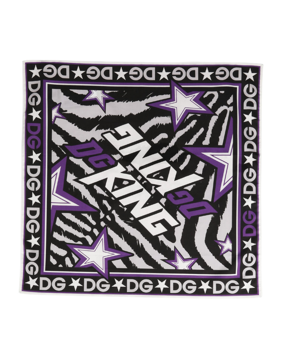 Foulard Dolce & Gabbana femme DG King en coton noir et violet – MS7790
