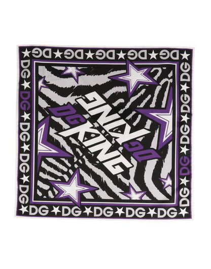Foulard Dolce & Gabbana femme DG King en coton noir et violet – MS7790