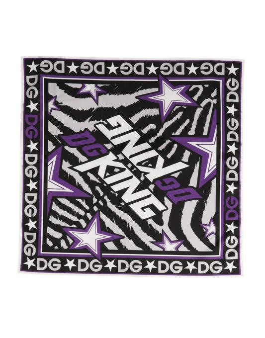 Foulard Dolce & Gabbana femme DG King en coton noir et violet – MS7790