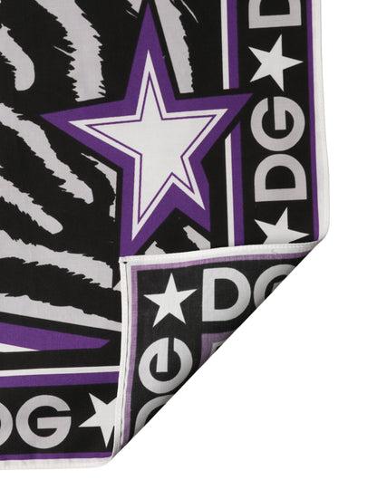 Foulard Dolce & Gabbana femme DG King en coton noir et violet – MS7790