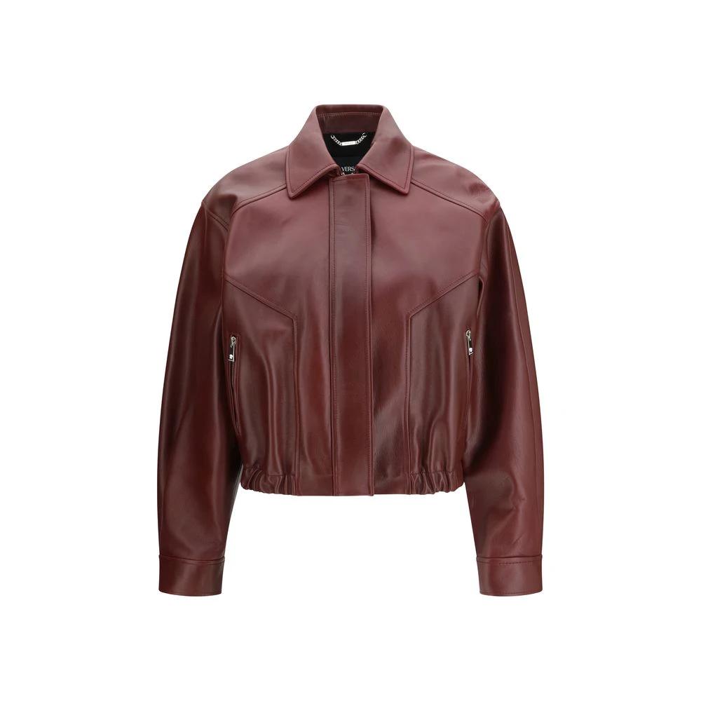 Versace Bordeaux Leather Jacket by Versace