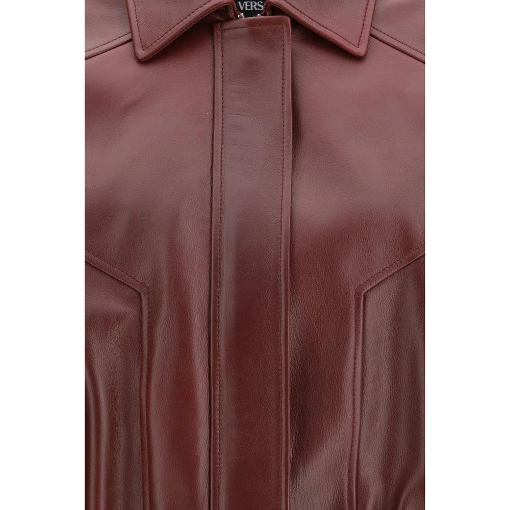 Versace Bordeaux Leather Jacket by Versace