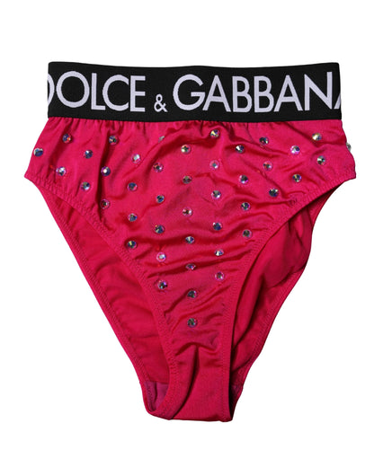 Culotte taille haute Dolce & Gabbana à ornements en nylon rose – BIK1962