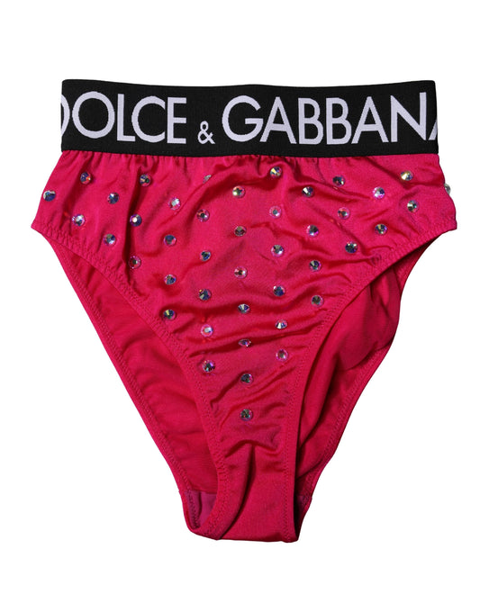 Culotte taille haute Dolce & Gabbana à ornements en nylon rose – BIK1962