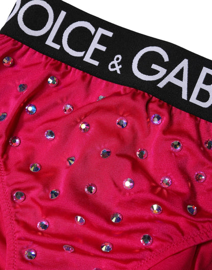 Culotte taille haute Dolce & Gabbana à ornements en nylon rose – BIK1962