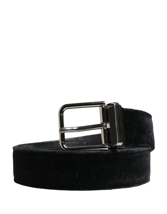 Dolce & Gabbana Black Suede Silver Tone Metal Buckle Men Belt by Dolce & Gabbana