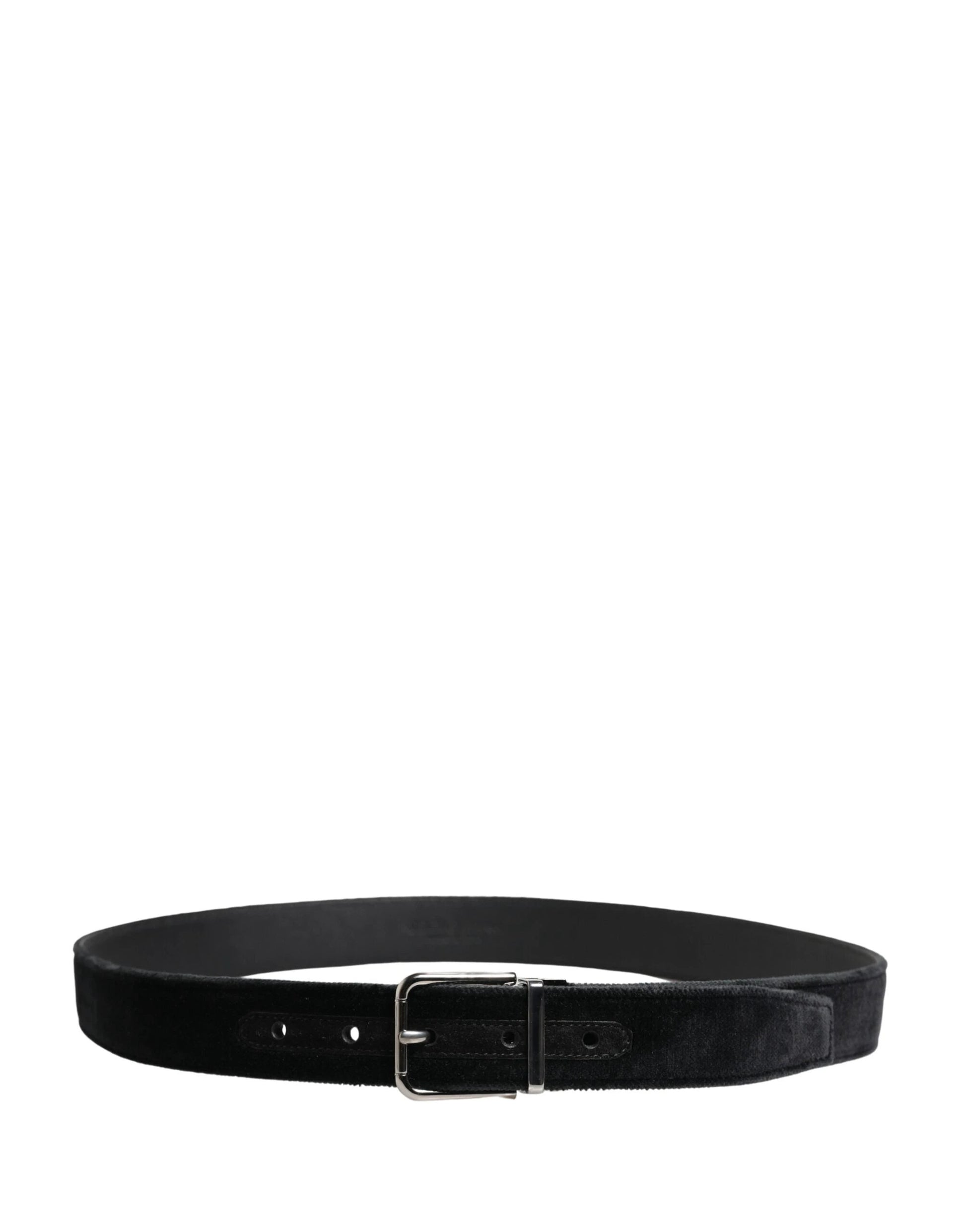 Dolce & Gabbana Black Suede Silver Tone Metal Buckle Men Belt by Dolce & Gabbana