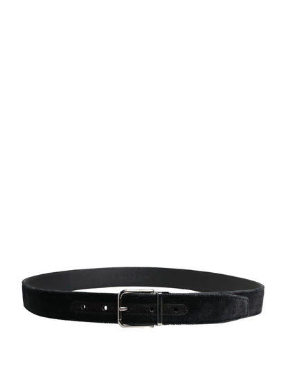 Dolce & Gabbana Black Suede Silver Tone Metal Buckle Men Belt by Dolce & Gabbana
