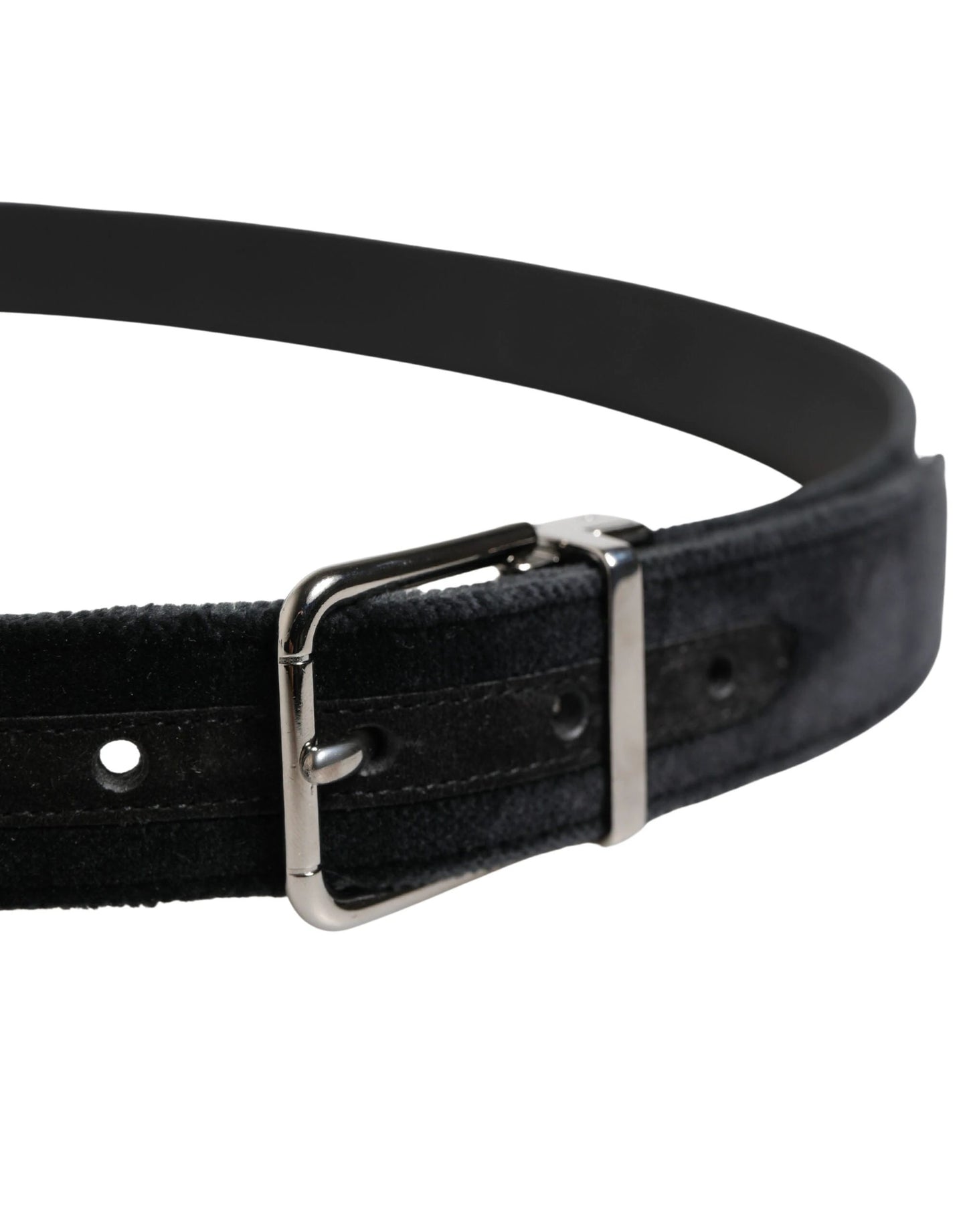 Dolce & Gabbana Black Suede Silver Tone Metal Buckle Men Belt by Dolce & Gabbana
