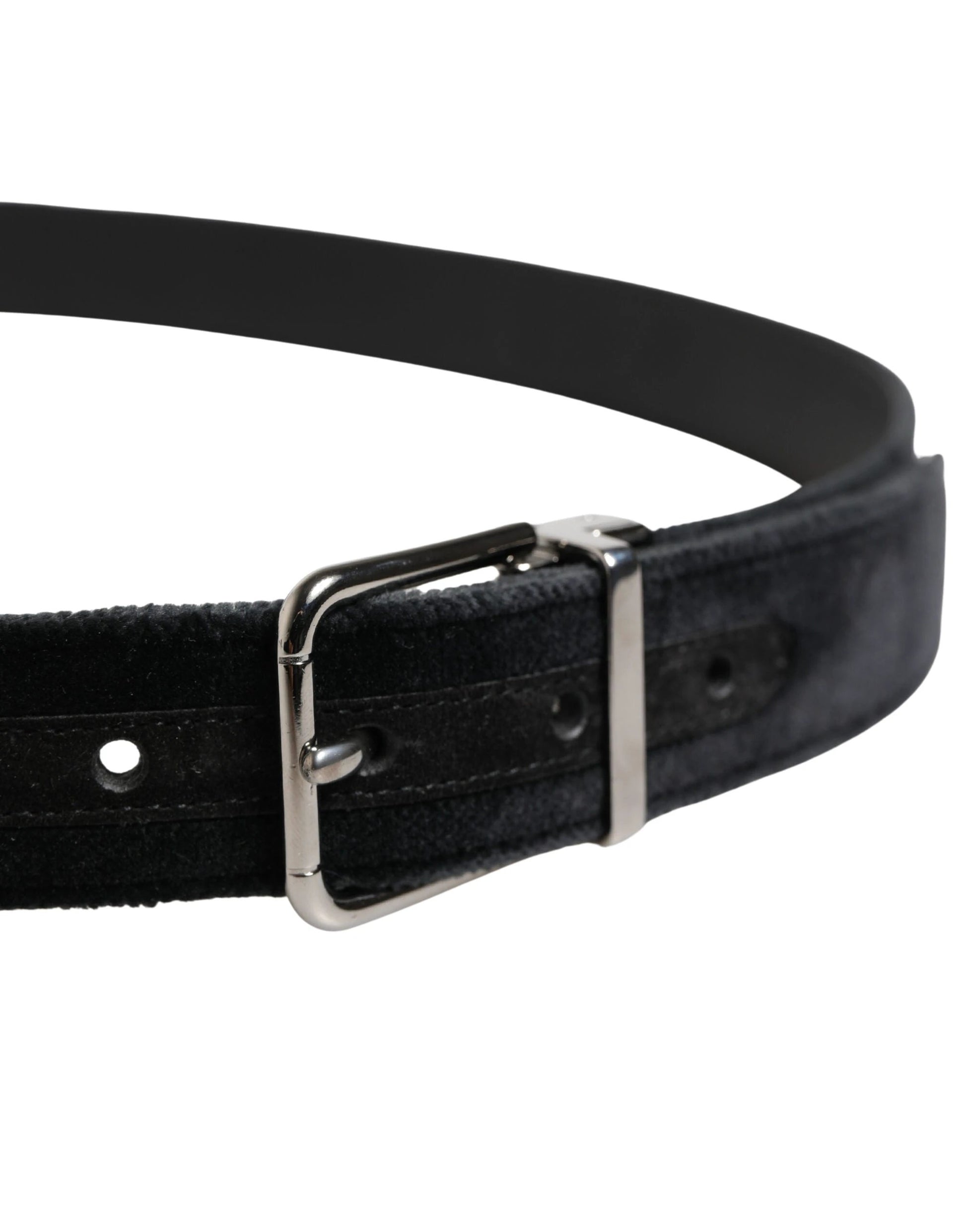 Dolce & Gabbana Black Suede Silver Tone Metal Buckle Men Belt by Dolce & Gabbana