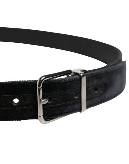 Dolce & Gabbana Black Suede Silver Tone Metal Buckle Men Belt by Dolce & Gabbana