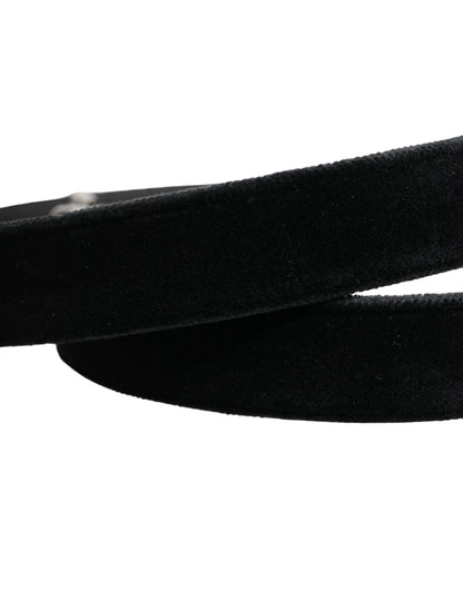 Dolce & Gabbana Black Suede Silver Tone Metal Buckle Men Belt by Dolce & Gabbana
