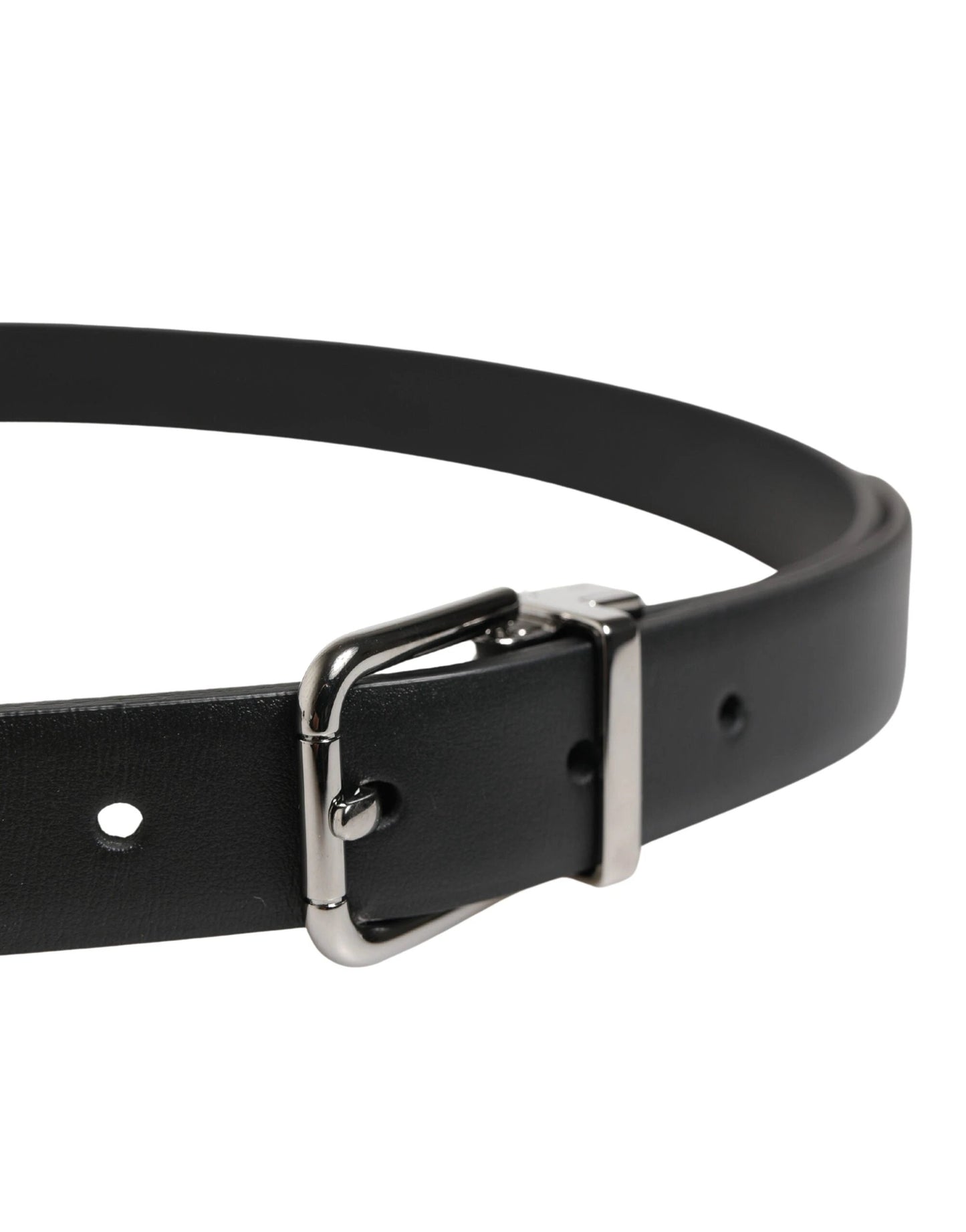 Dolce & Gabbana Black Leather Studded Silver Tone Buckle Belt by Dolce & Gabbana